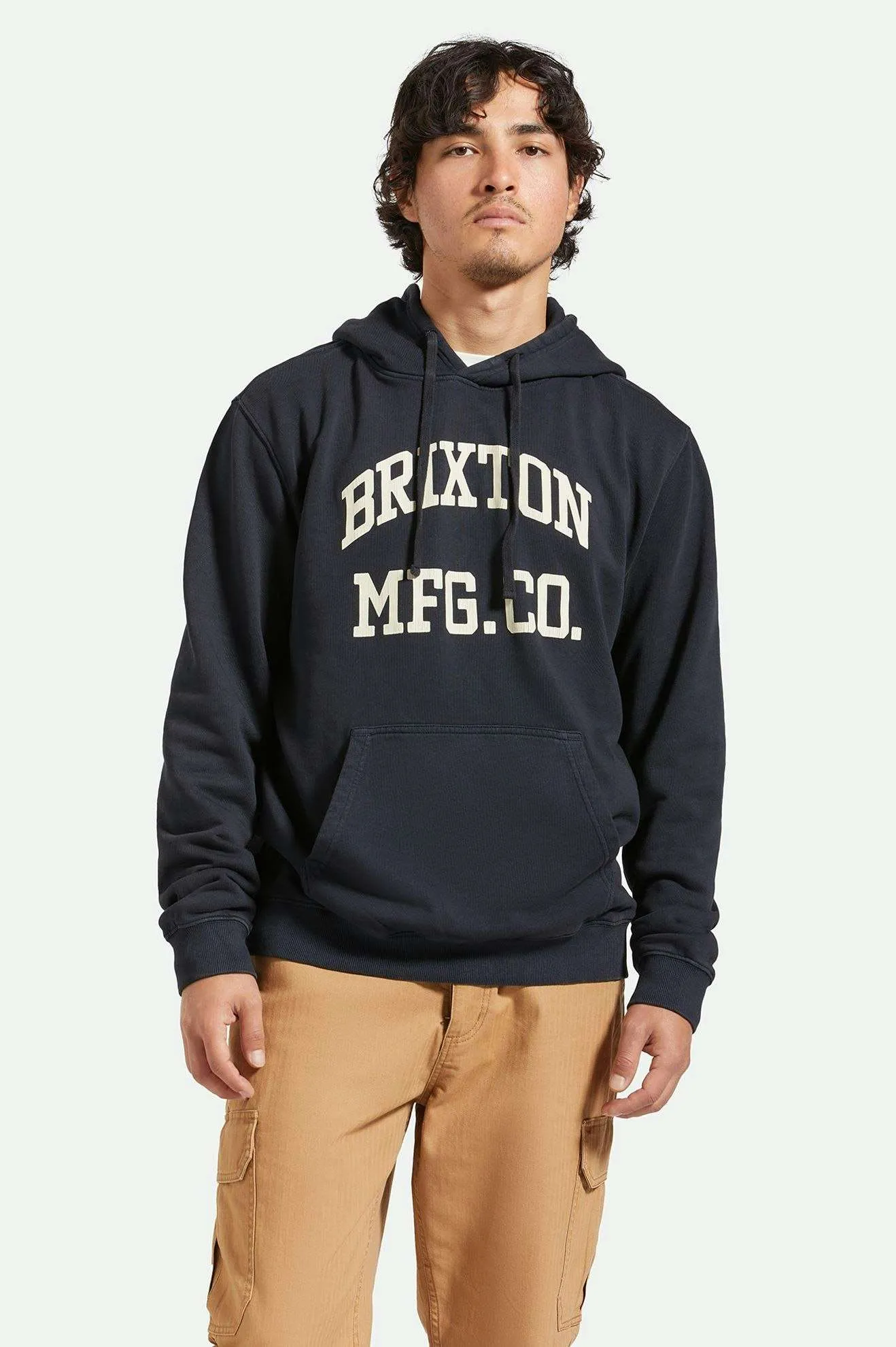 Varsity Broken In Hoodie - Black Worn Wash Brixton