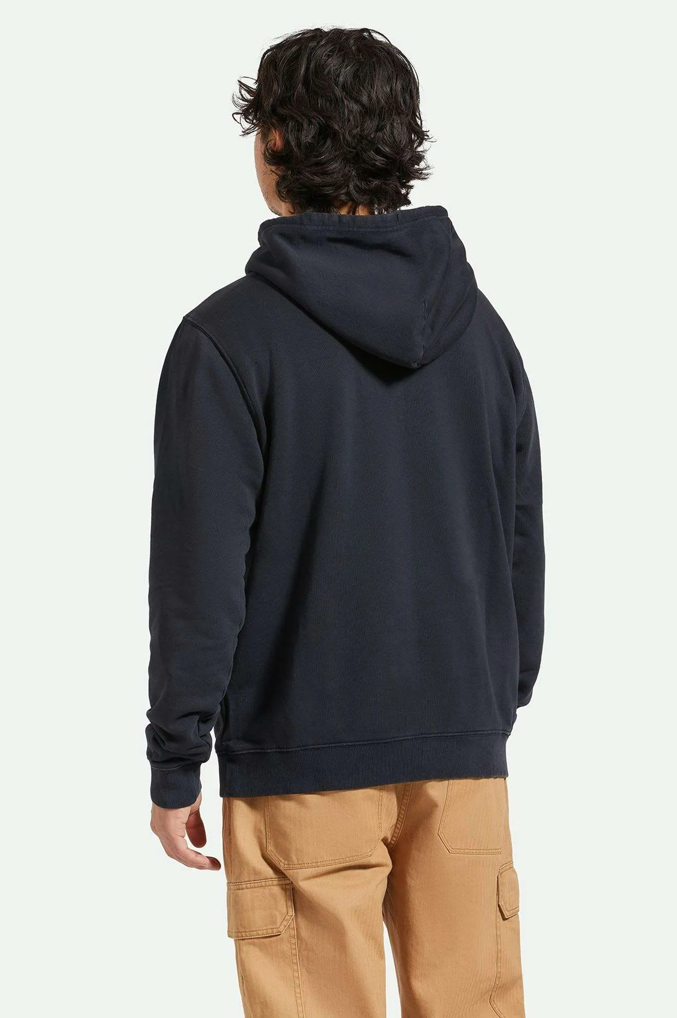 Varsity Broken In Hoodie - Black Worn Wash Brixton