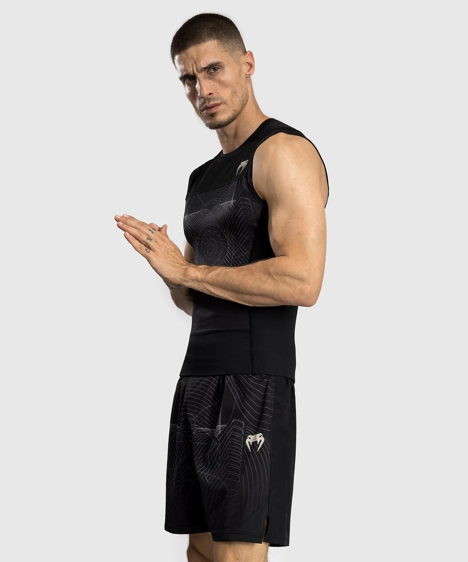 Venum G-Fit Air Men's Sleeveless Rashguard - Deep Black/Desert Sand