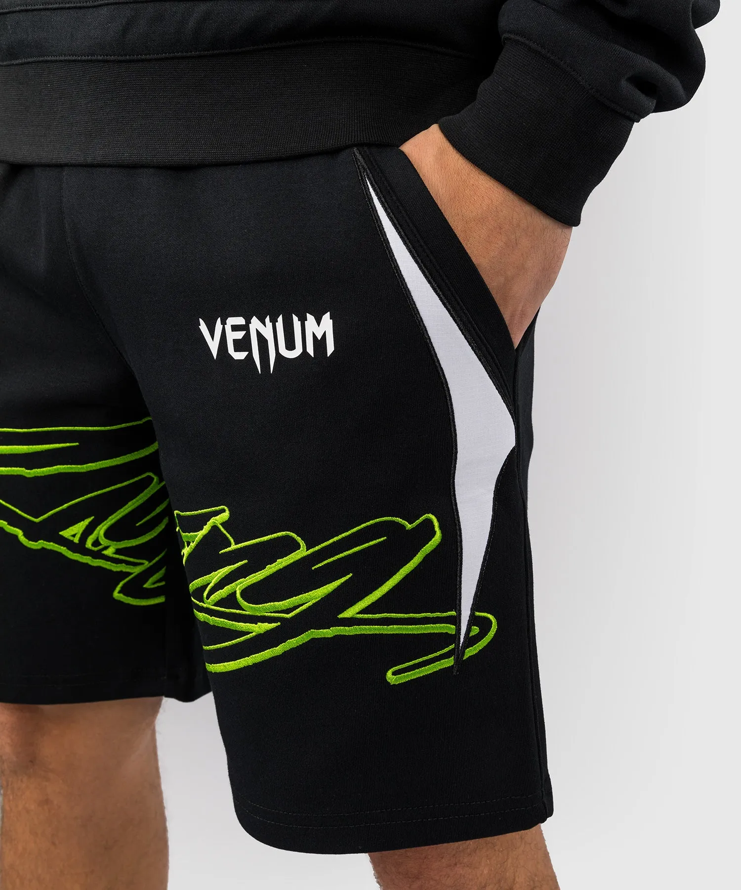 Venum x Bud Racing Men’s Cotton Shorts - Black/White/Lime Green