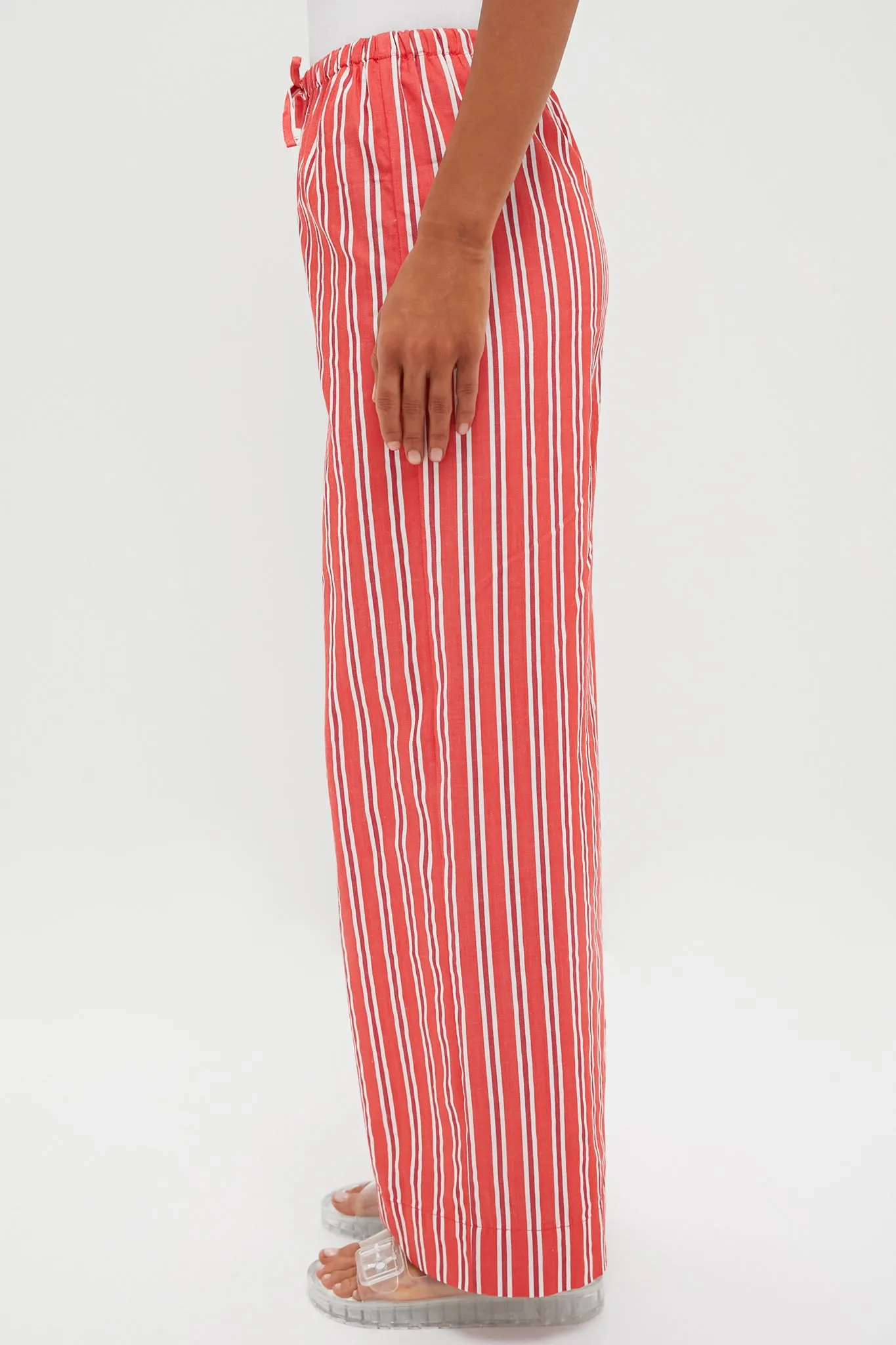Vibrant Red Stripe Waist Pant