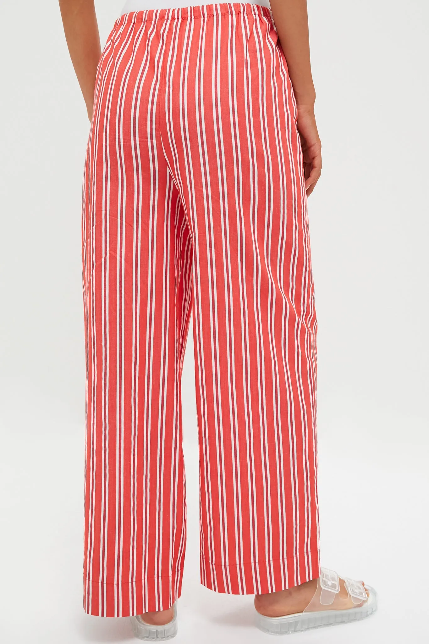 Vibrant Red Stripe Waist Pant