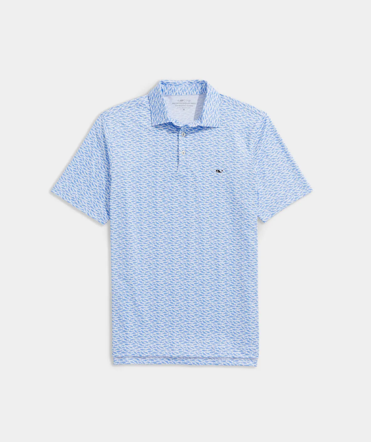 Vineyard Vines Men's Printed Sankaty Polo - Bluff Fish Micro - White Cap
