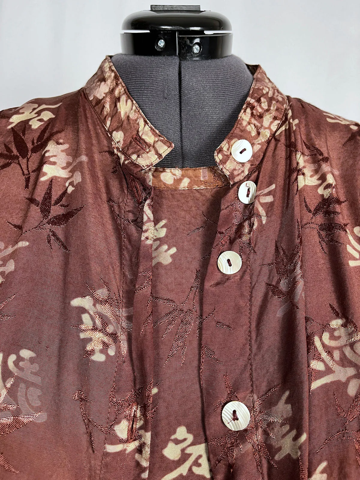 Vintage Says Who Size 5 (30W) Brown & Beige Batik Shirt Jacket Set
