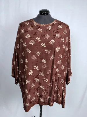 Vintage Says Who Size 5 (30W) Brown & Beige Batik Shirt Jacket Set