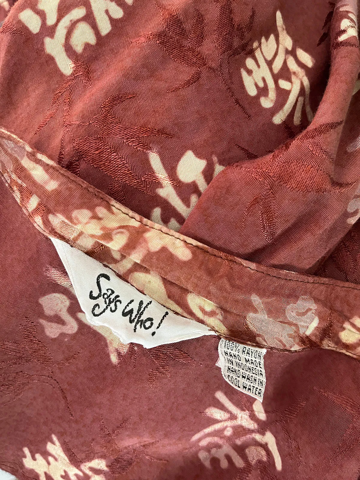 Vintage Says Who Size 5 (30W) Brown & Beige Batik Shirt Jacket Set