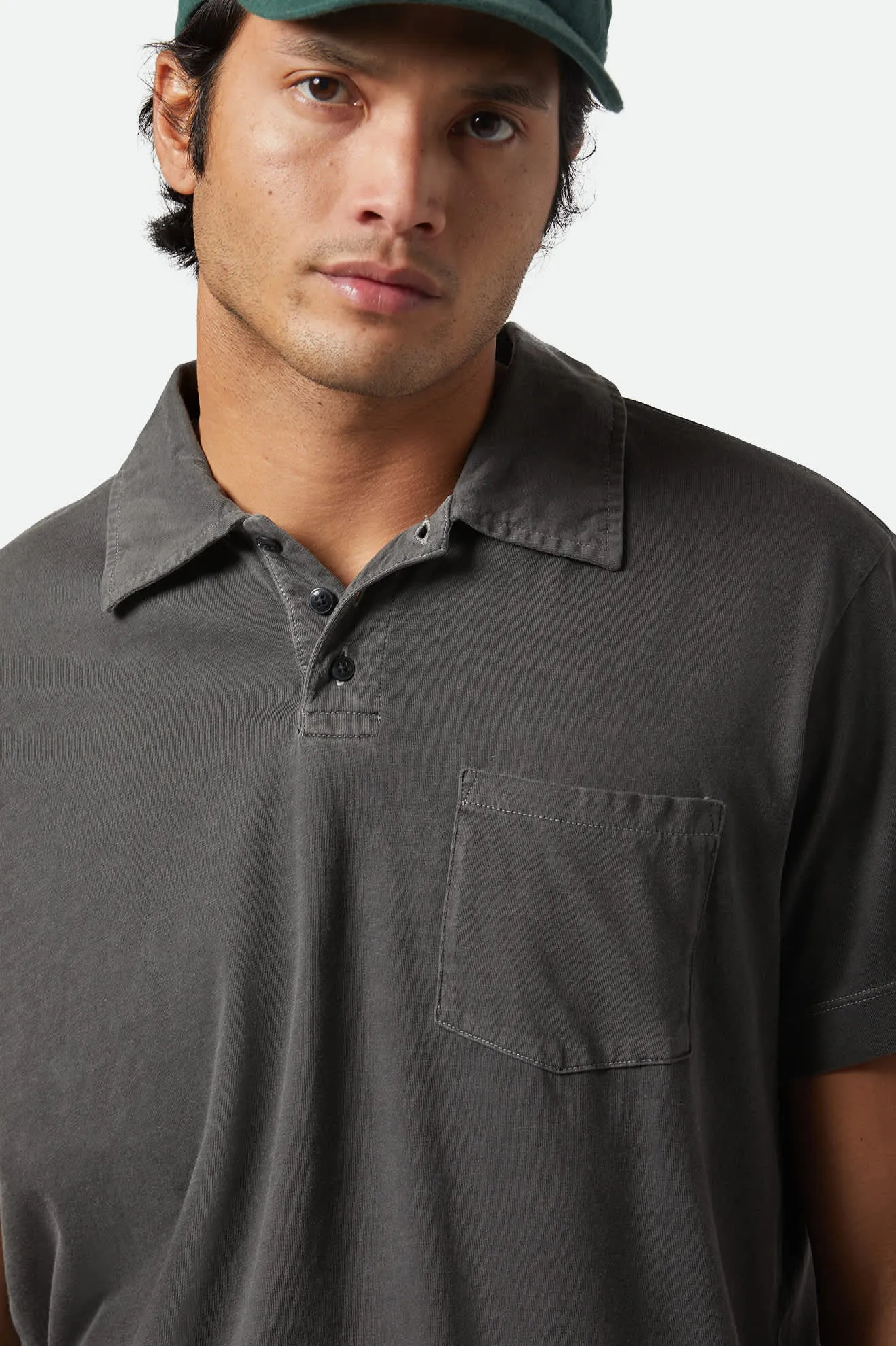 Vintage Wash S/S Polo - Washed Black Brixton