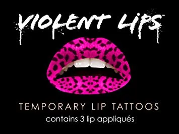 Violent Lips Leopard Tattoo in Pink