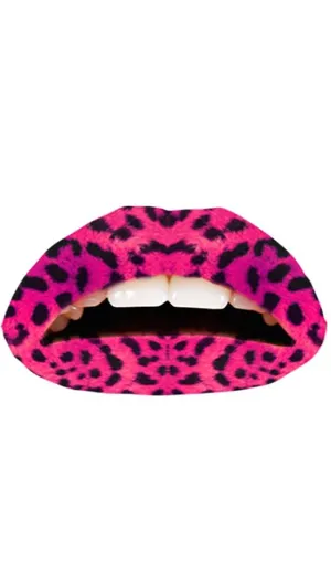 Violent Lips Leopard Tattoo in Pink