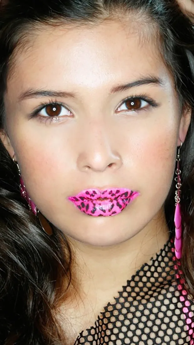 Violent Lips Leopard Tattoo in Pink
