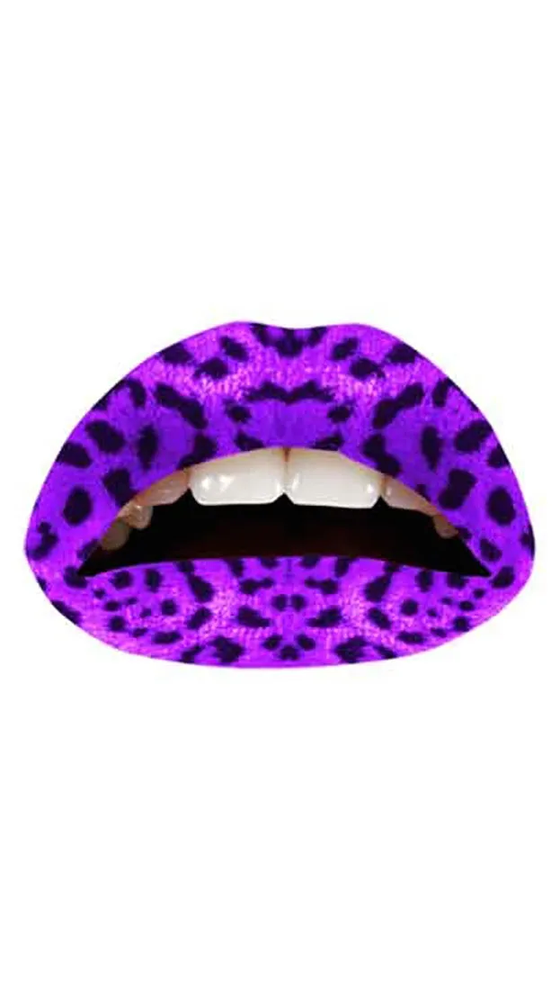 Violent Lips Leopard Tattoo in Purple