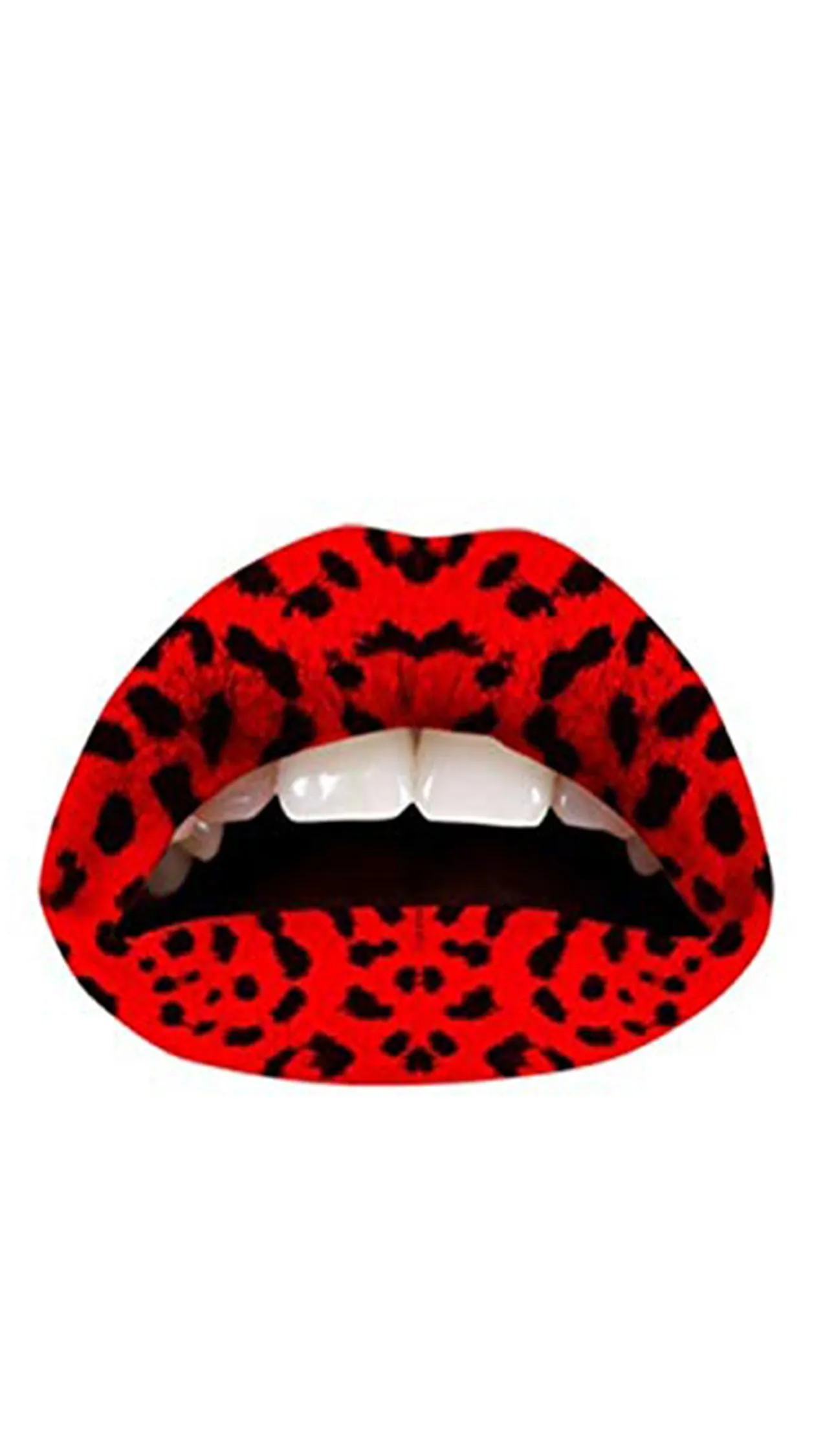 Violent Lips Red Leopard Print Tattoo