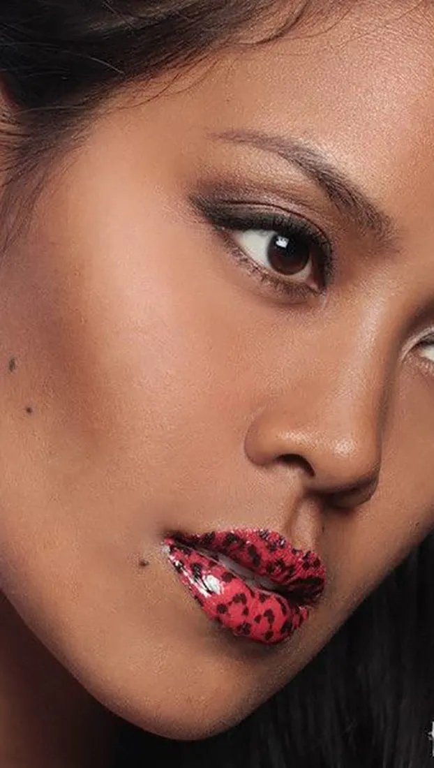 Violent Lips Red Leopard Print Tattoo
