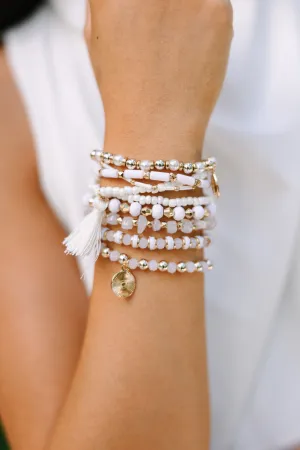 Want It All White Beaded Bracelet Set
