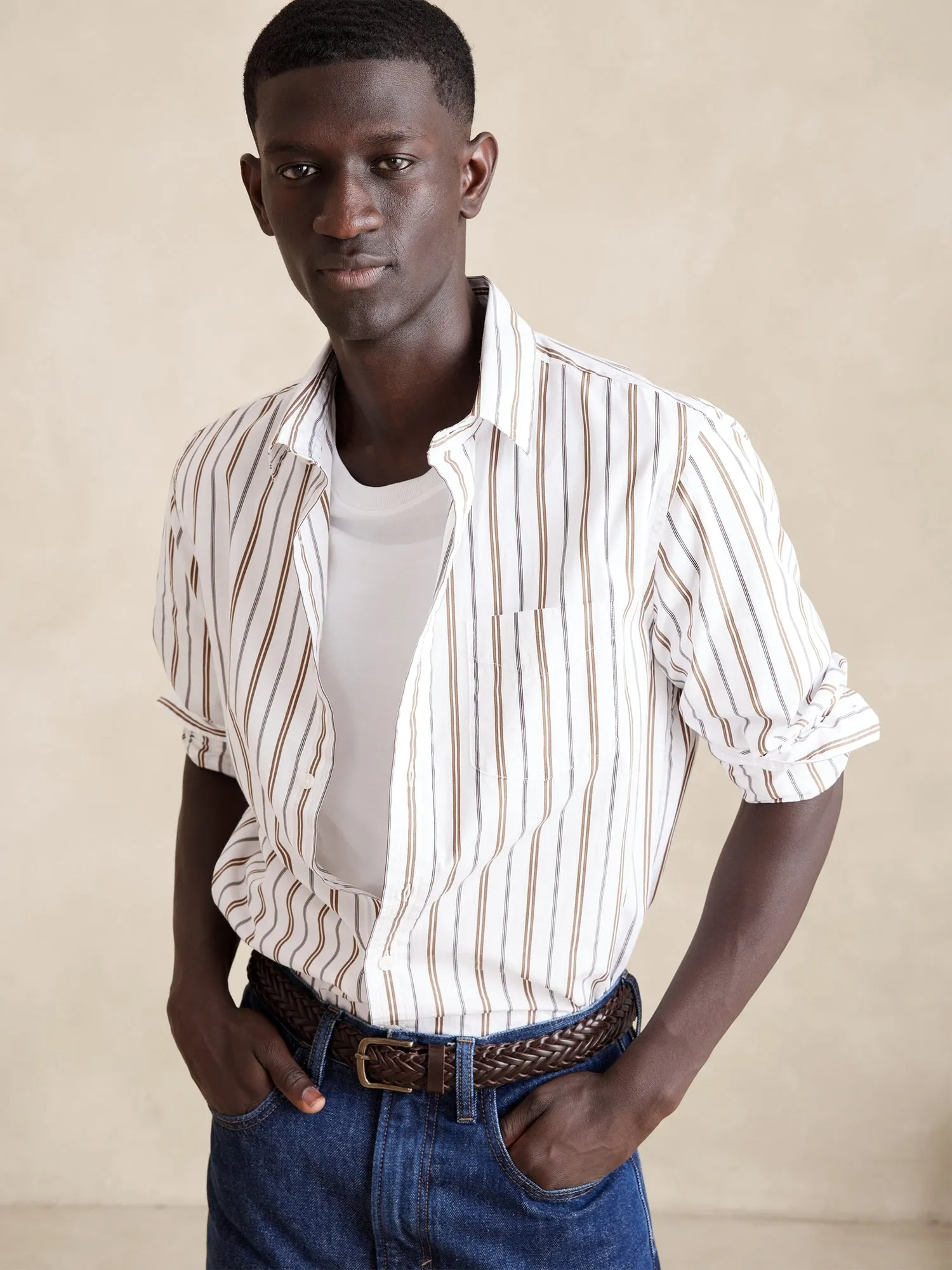 Washed Cotton Poplin Shirt Banana Republic