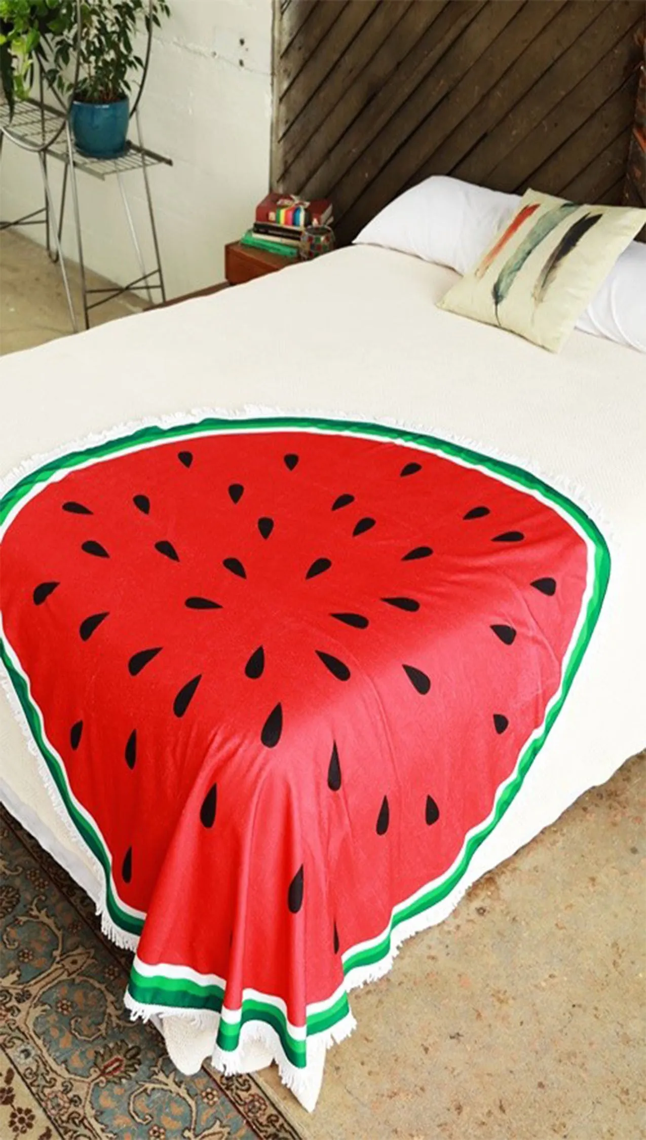 Watermelon Round Fringe Beach Towel Throw Blanket