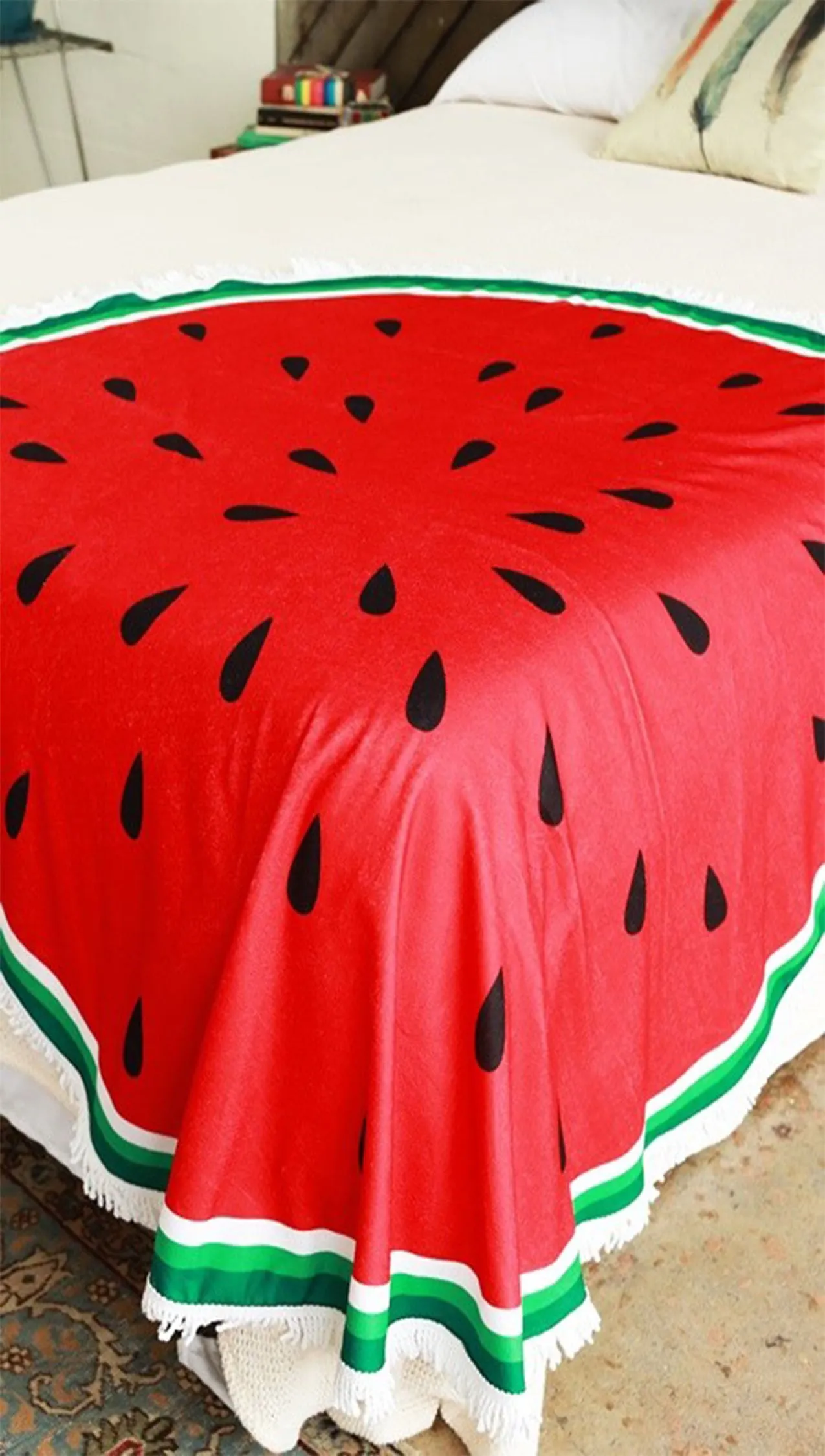 Watermelon Round Fringe Beach Towel Throw Blanket