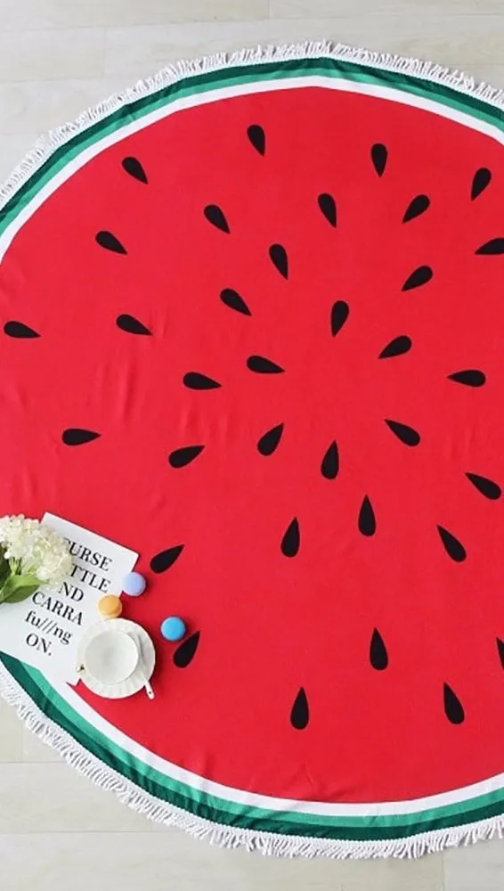 Watermelon Round Fringe Beach Towel Throw Blanket