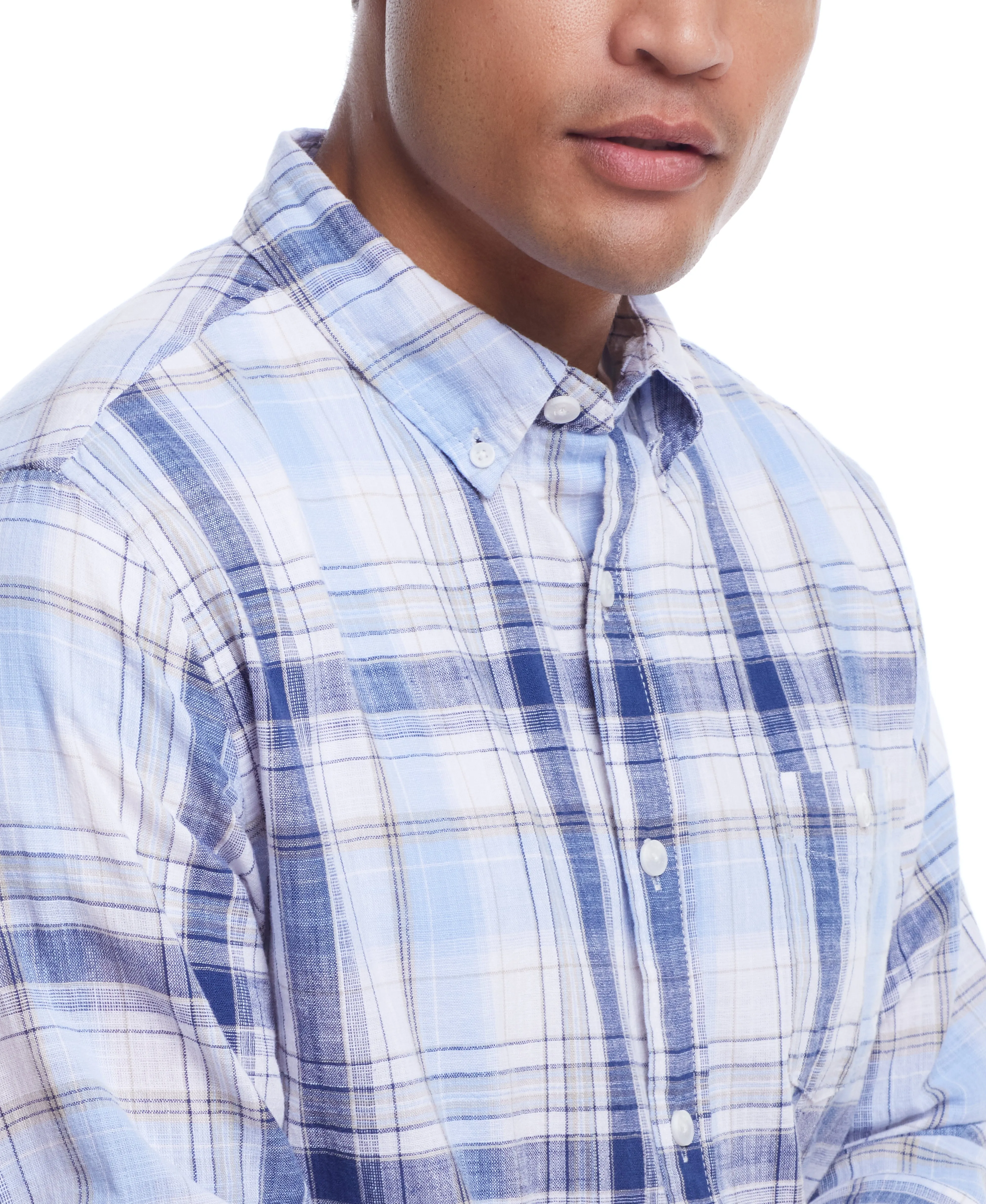 Weatherproof Vintage Men's Long Sleeve Cotton Woven Plaid