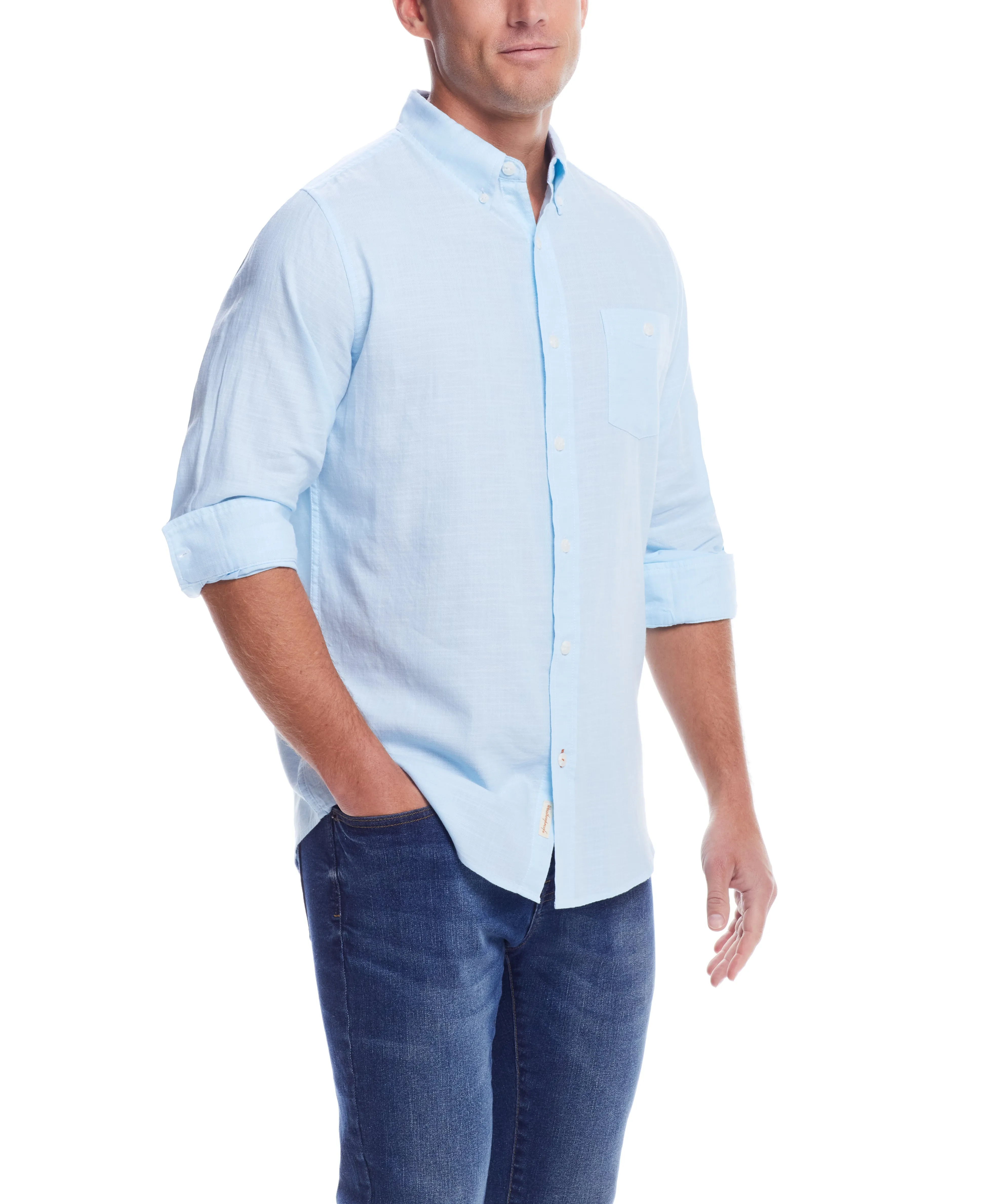 Weatherproof Vintage Men's L/S Solid Cotton Twill Shirt