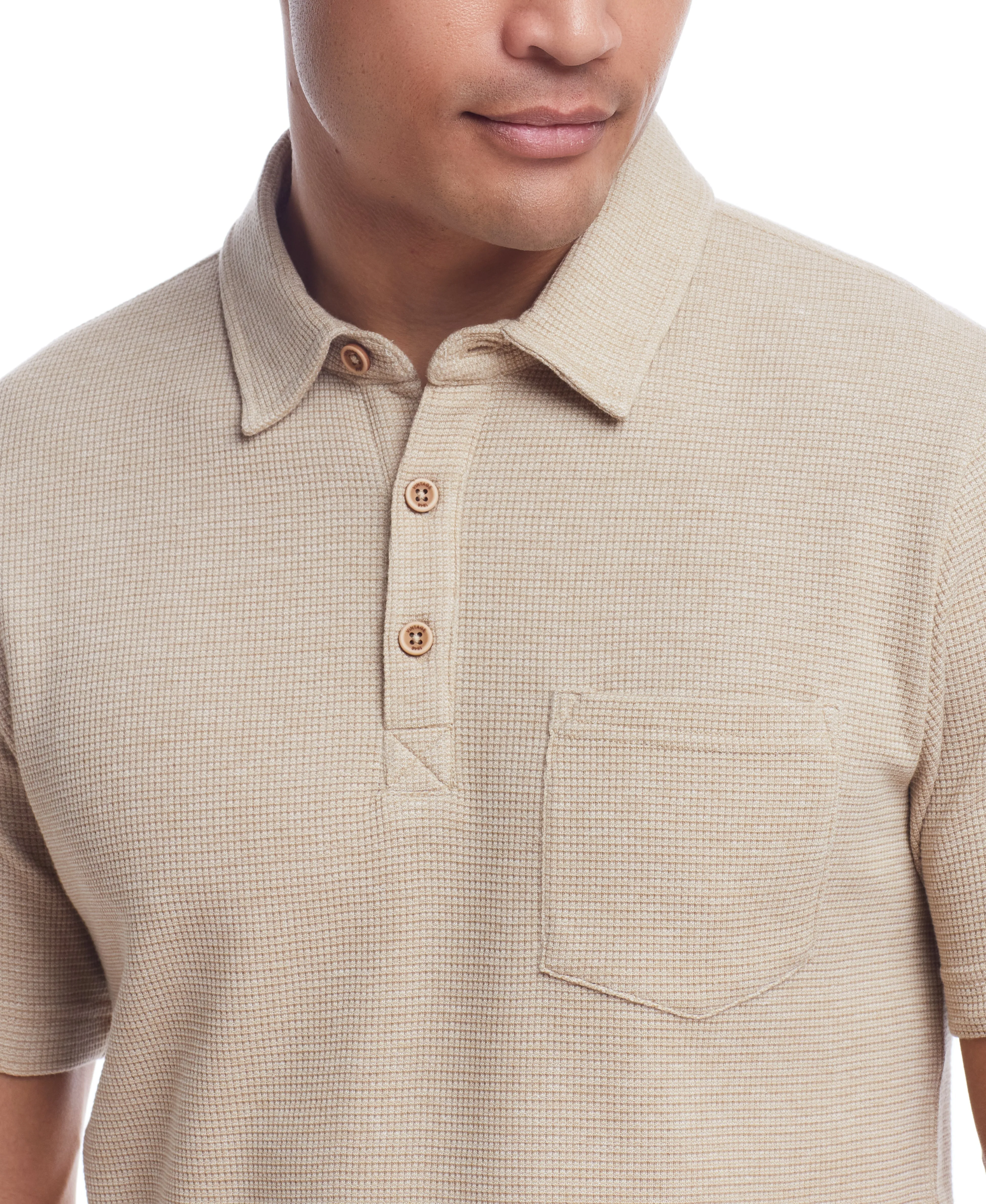 Weatherproof Vintage Men's Waffle Polo Shirt
