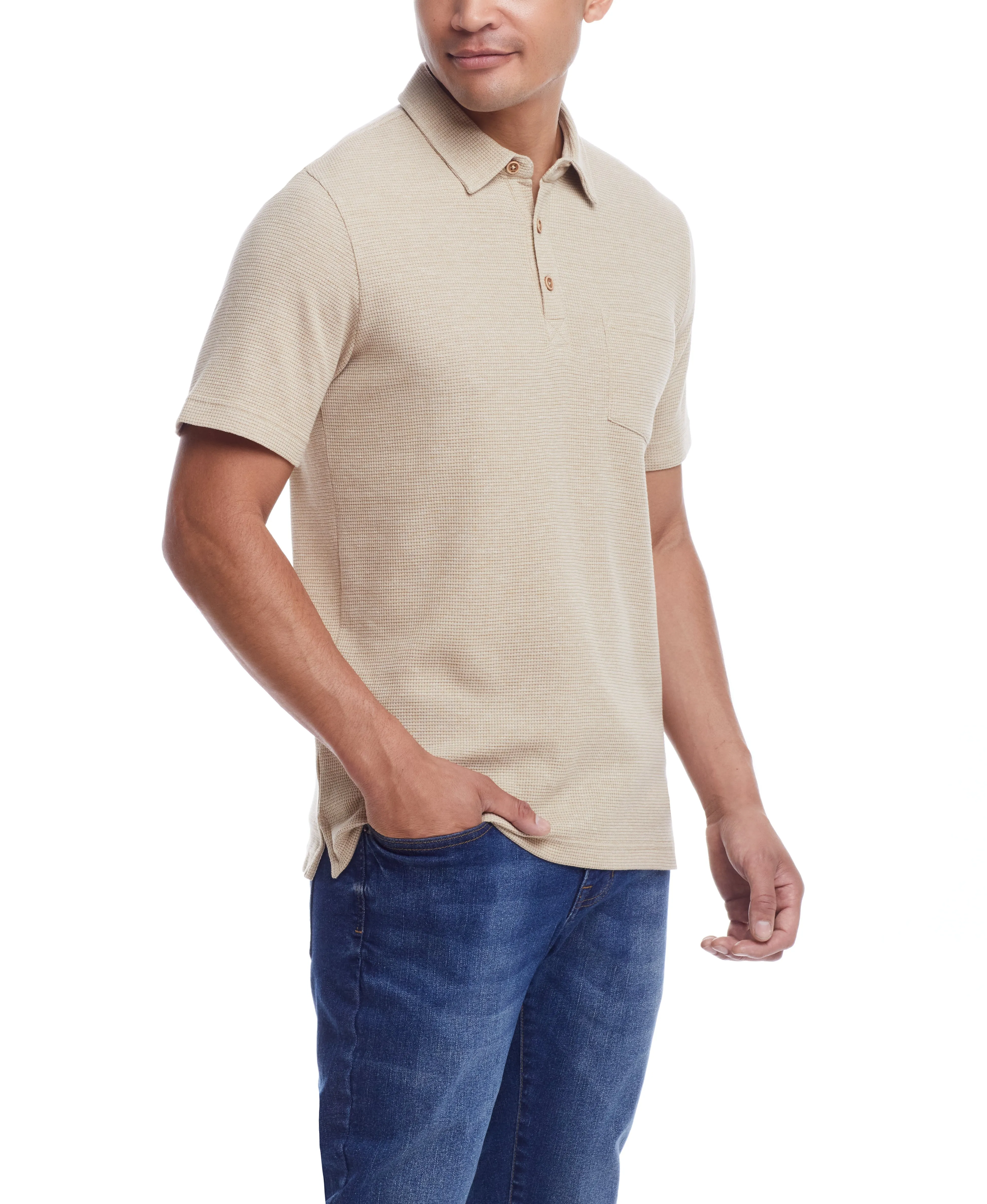 Weatherproof Vintage Men's Waffle Polo Shirt