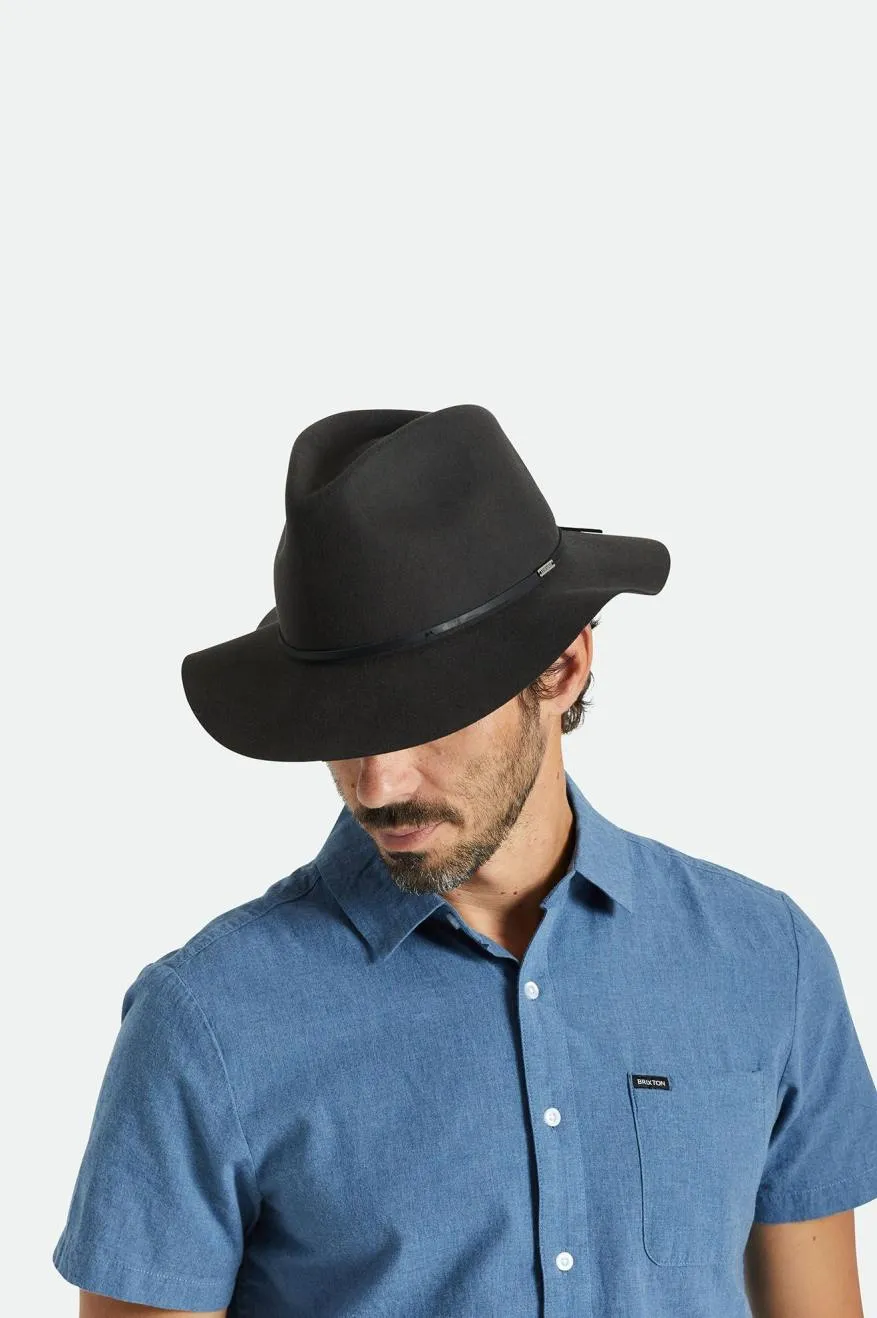Wesley Packable Fedora - Washed Black Brixton