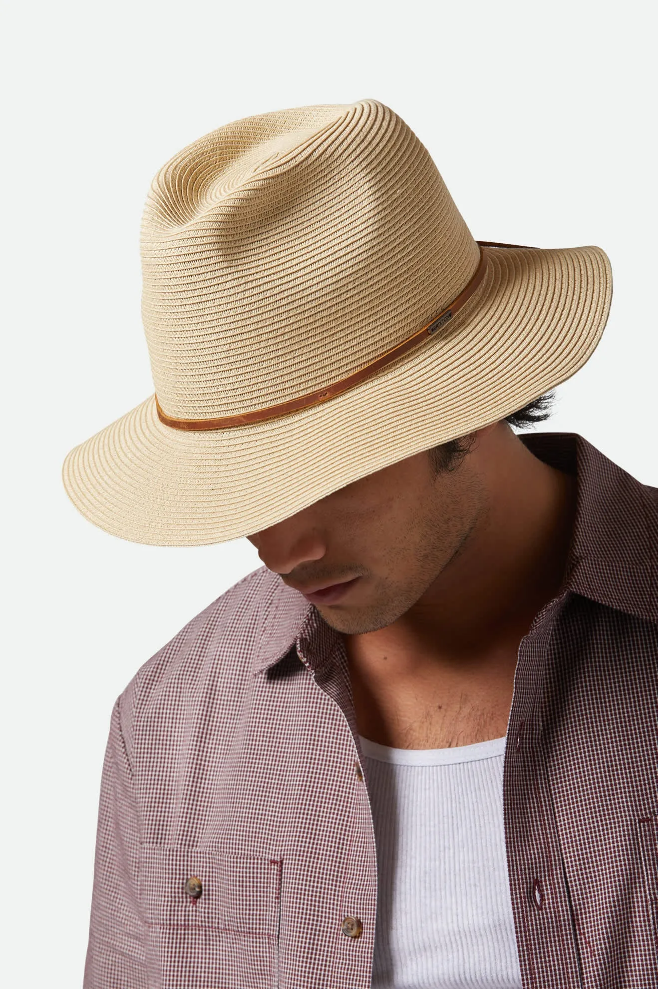 Wesley Straw Packable Fedora - Tan Brixton