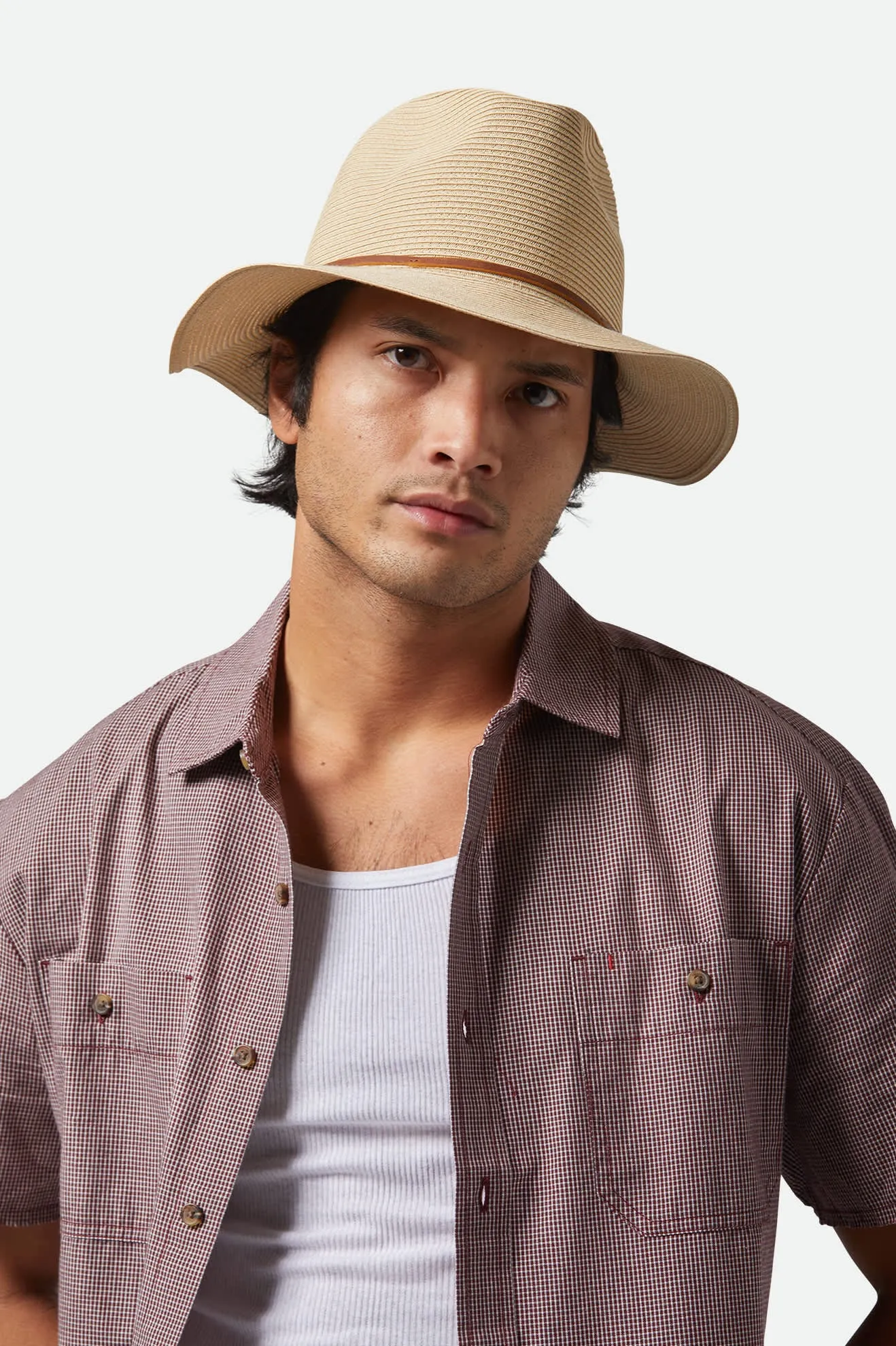Wesley Straw Packable Fedora - Tan Brixton