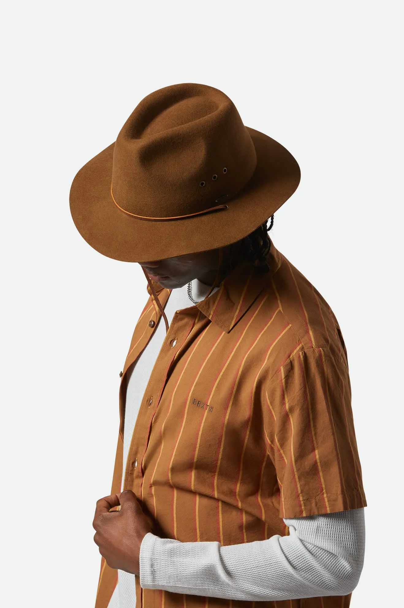 Wesley WTHR GUARD Packable Fedora - Coffee Brixton