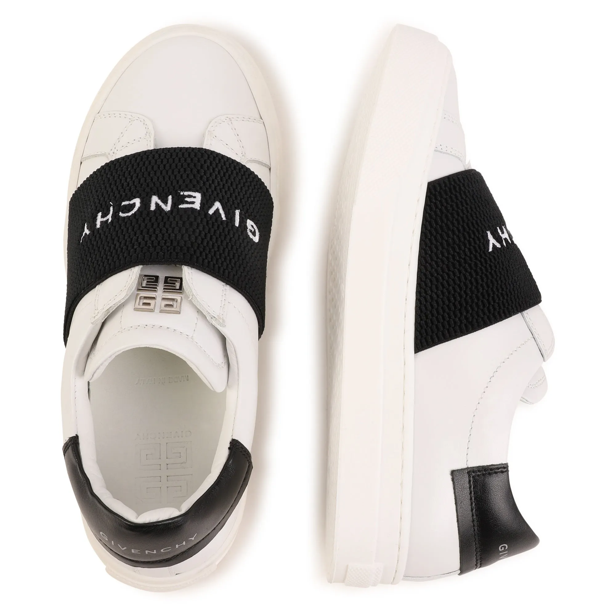 White & Black Logo Trainers