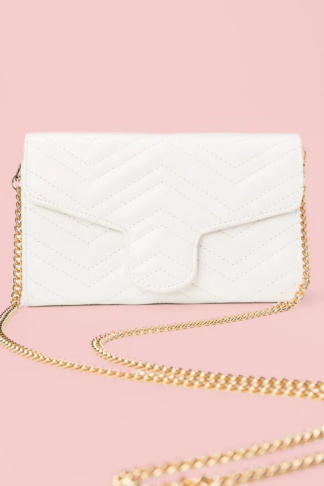White Chevron Crossbody Purse