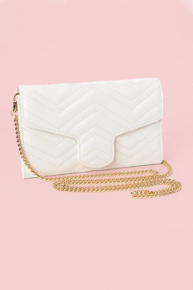 White Chevron Crossbody Purse