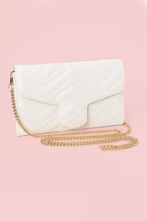 White Chevron Crossbody Purse