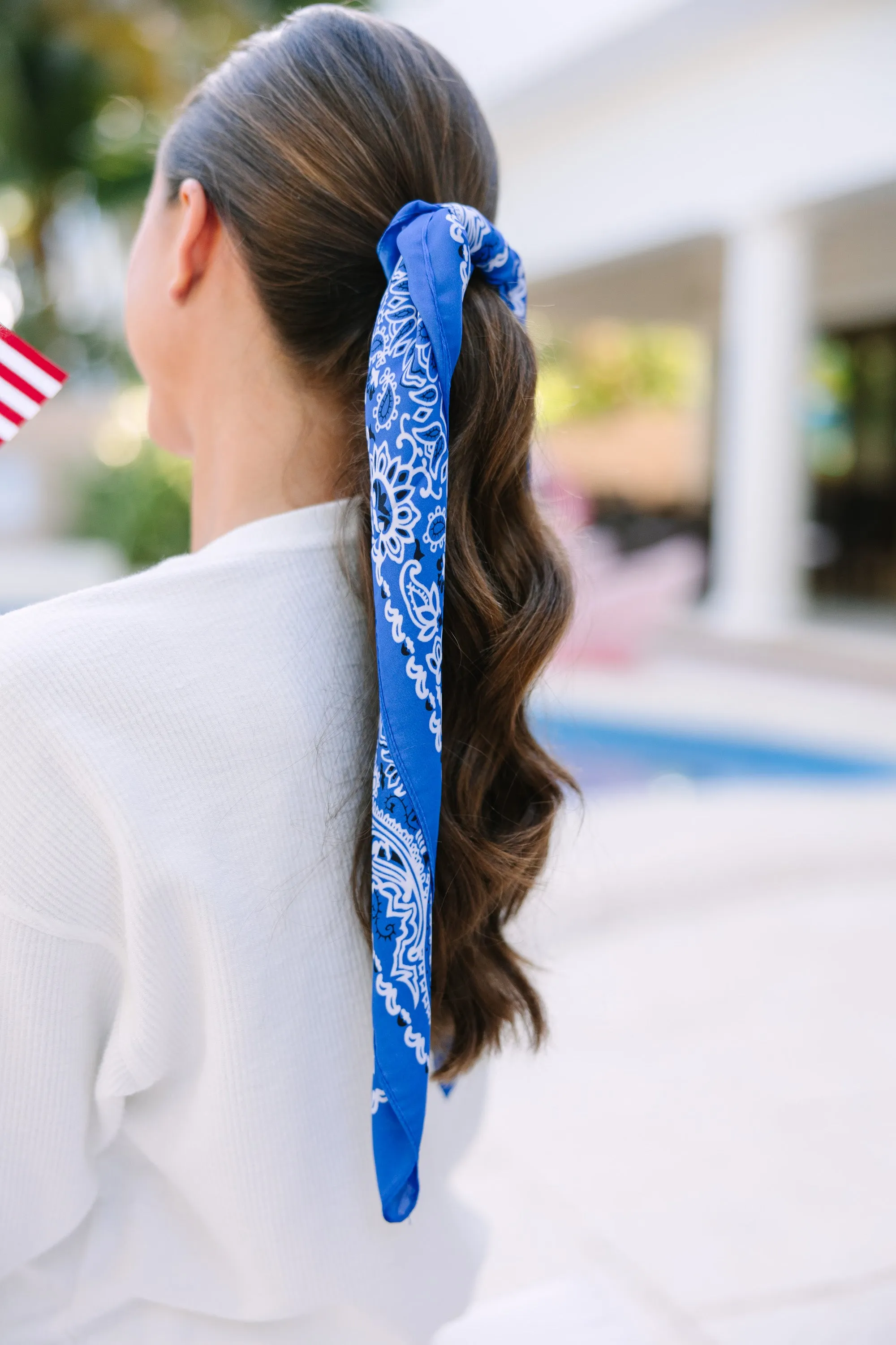 Wild Ways Royal Blue Paisley Hair Scarf