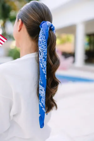 Wild Ways Royal Blue Paisley Hair Scarf