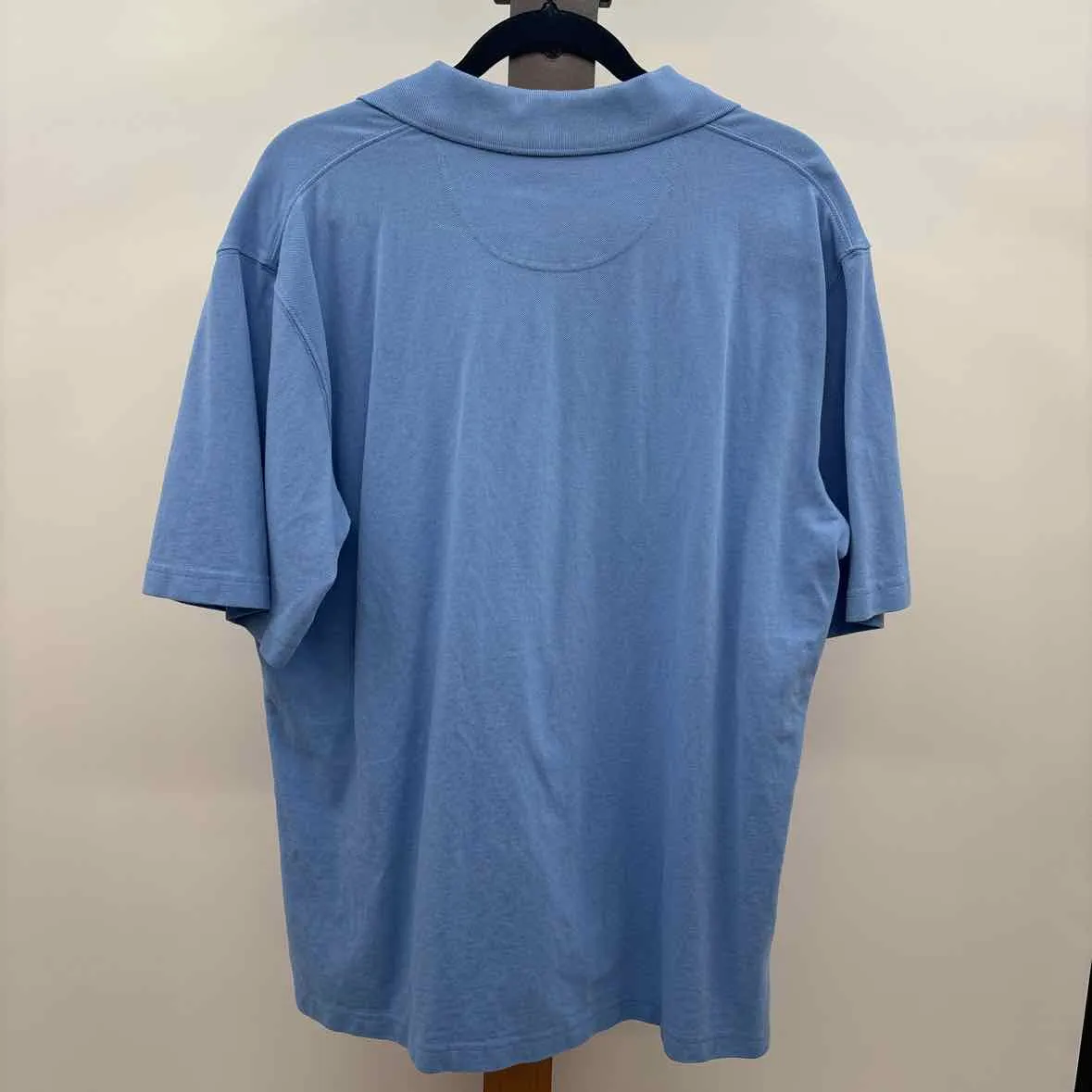 Williams & Kent Men's Size L Blue Cotton Solid Short Sleeve Shirt