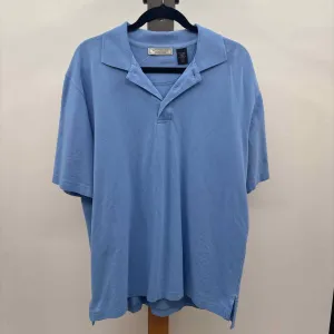 Williams & Kent Men's Size L Blue Cotton Solid Short Sleeve Shirt