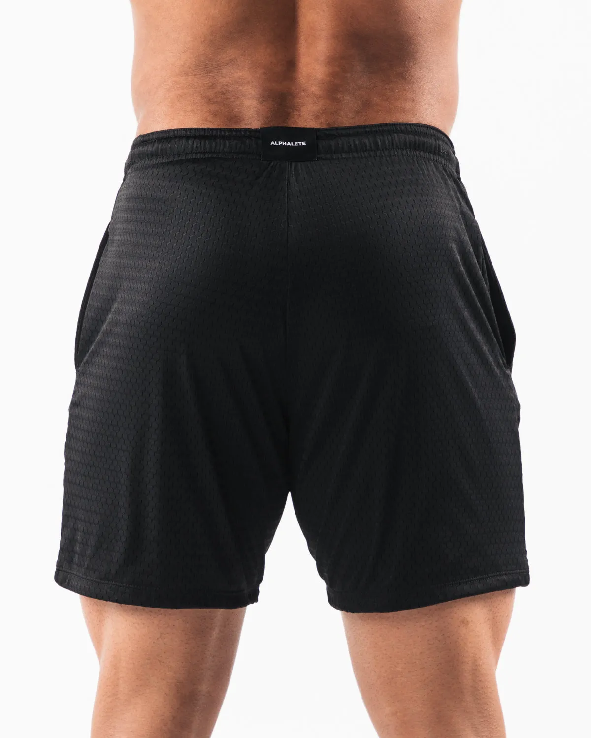 Wolf Head Mesh Short 6" - Black Alphalete Athletics