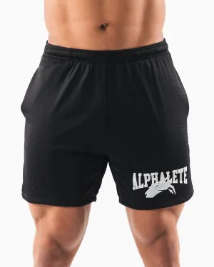 Wolf Head Mesh Short 6" - Black Alphalete Athletics