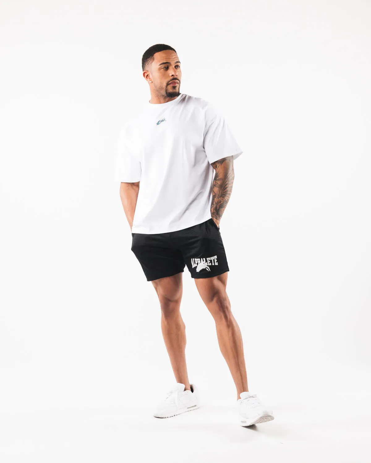 Wolf Head Mesh Short 6" - Black Alphalete Athletics