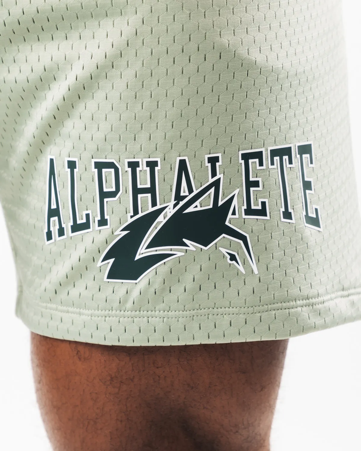 Wolf Head Mesh Short 6" - Sage Alphalete Athletics