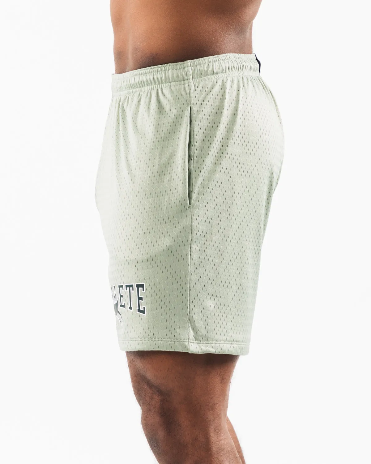 Wolf Head Mesh Short 6" - Sage Alphalete Athletics