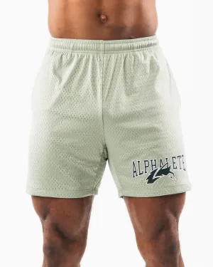 Wolf Head Mesh Short 6" - Sage Alphalete Athletics