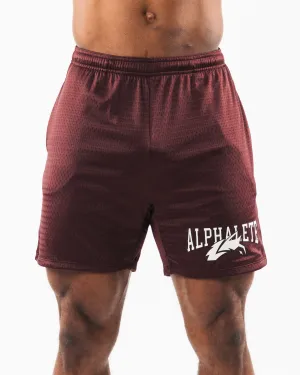 Wolf Head Mesh Short 6" - Sangria Alphalete Athletics