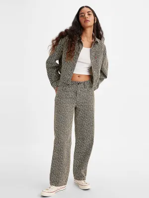 Women's Mid Rise GreyStraight Trousers LEVI'S