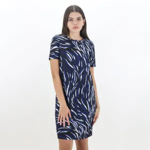 Women's Printed Casual Dress,Navy/Black