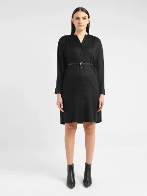 Women's Solid Black Band Neck Dress LEVI'S