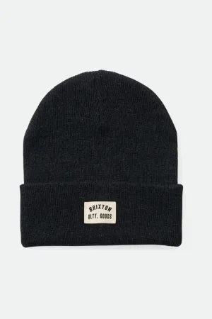 Woodburn Watch Cap Beanie - Washed Black Brixton