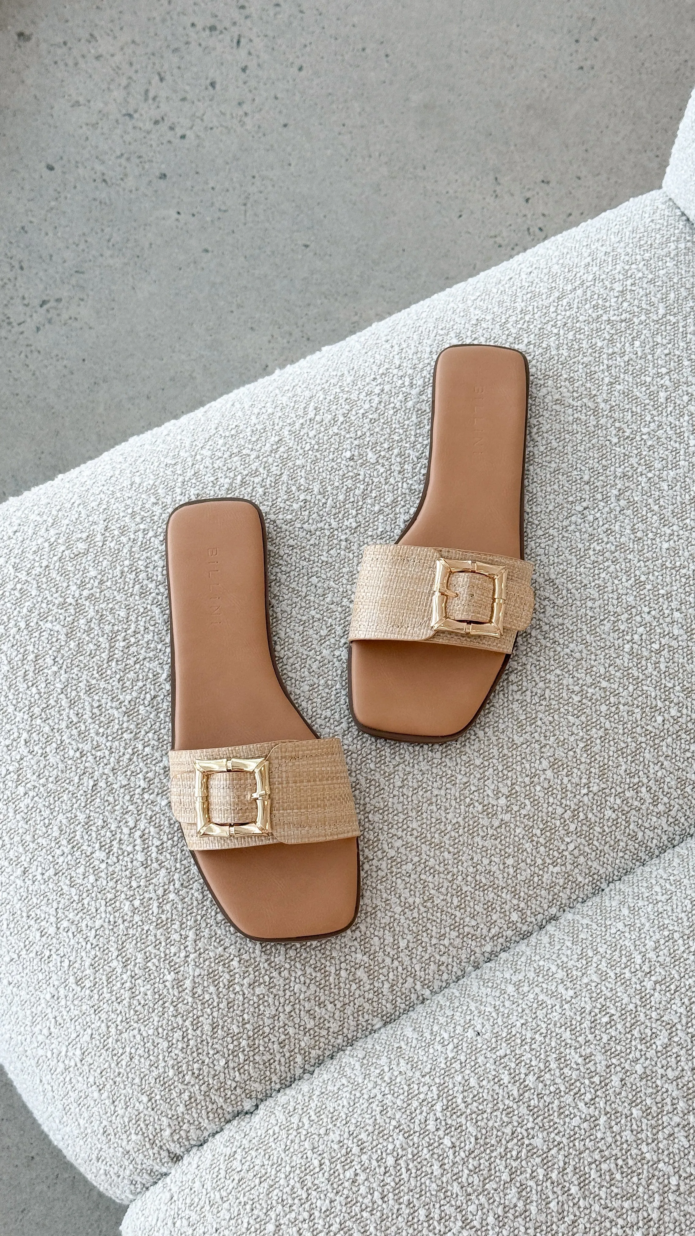 Xabi Slides - Natural Raffia Billy J